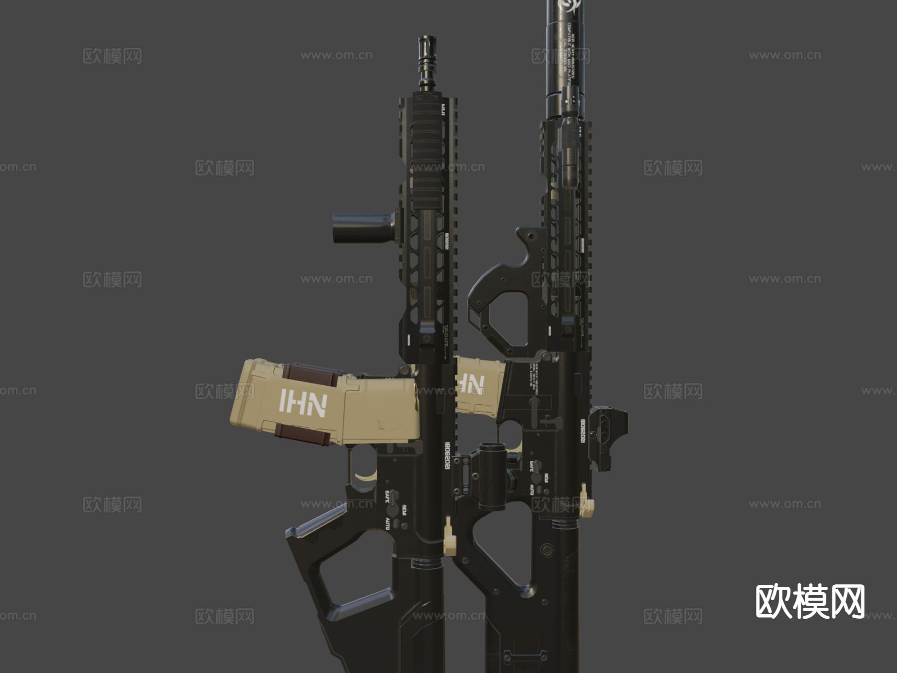 步枪与冲锋枪su模型下载（渲染图6）