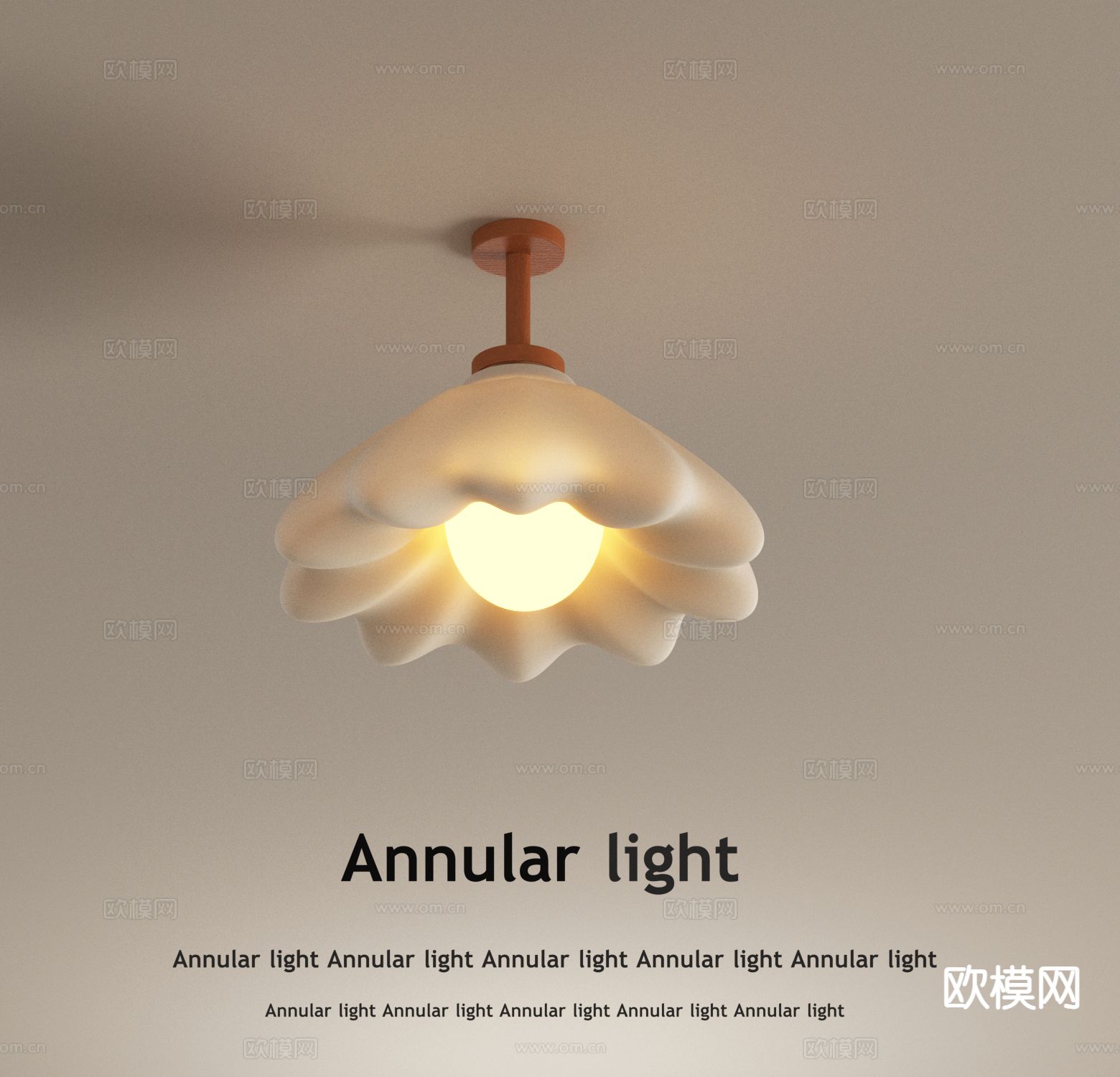 奶油风吸顶灯su模型下载（渲染图2）