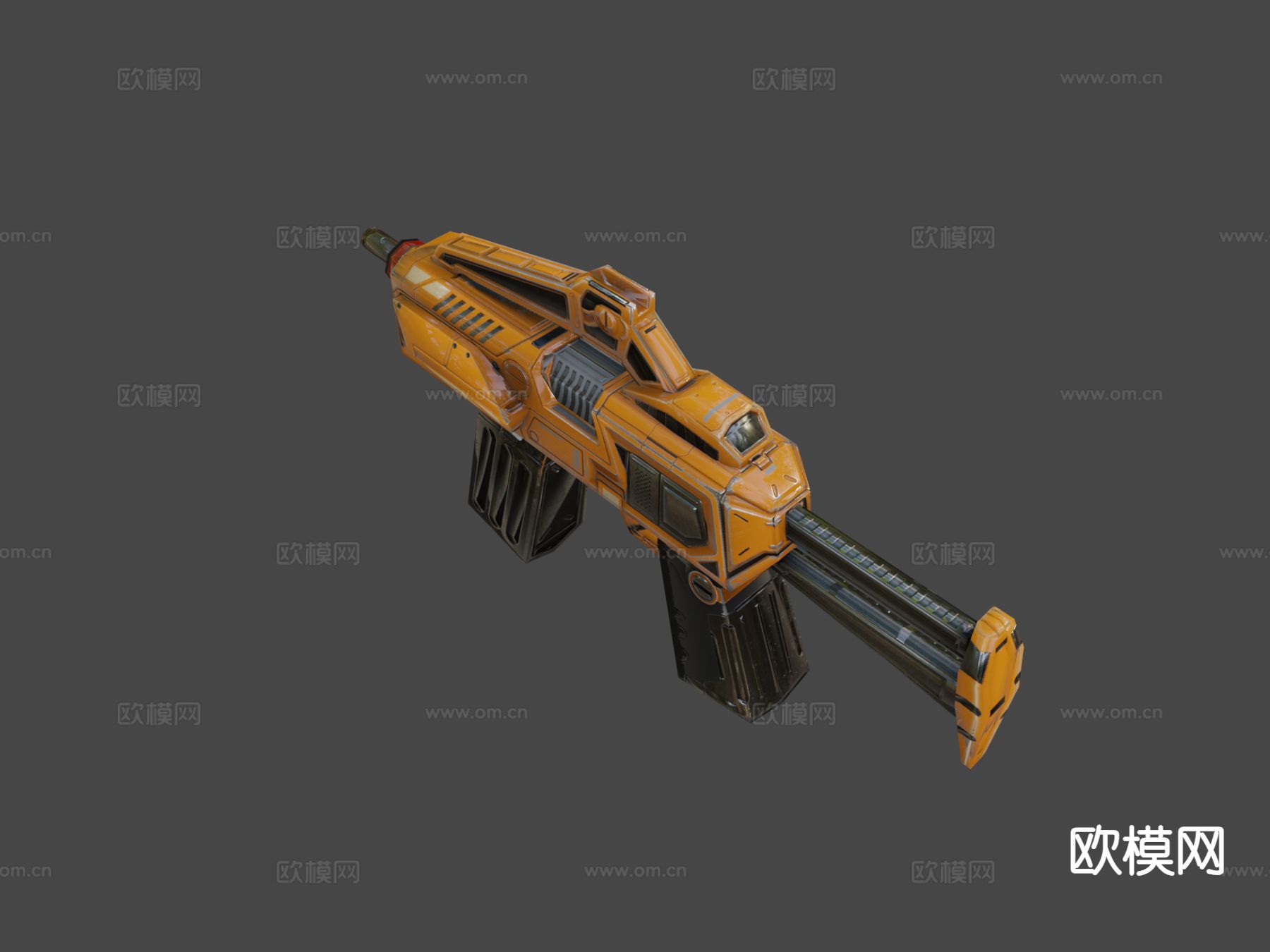 半自动科幻枪su模型下载（渲染图4）
