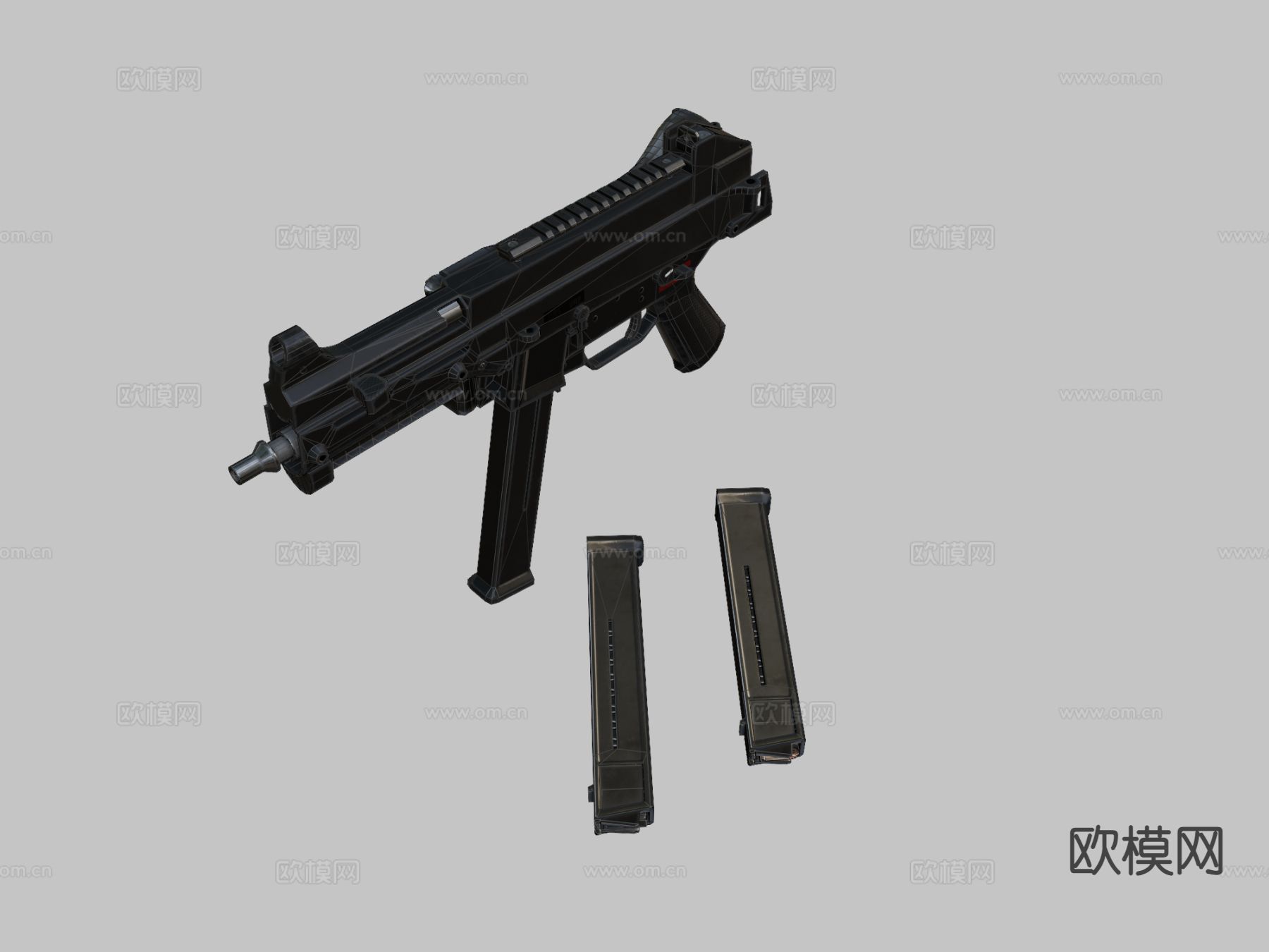 HK UMP冲锋枪su模型下载（渲染图1）