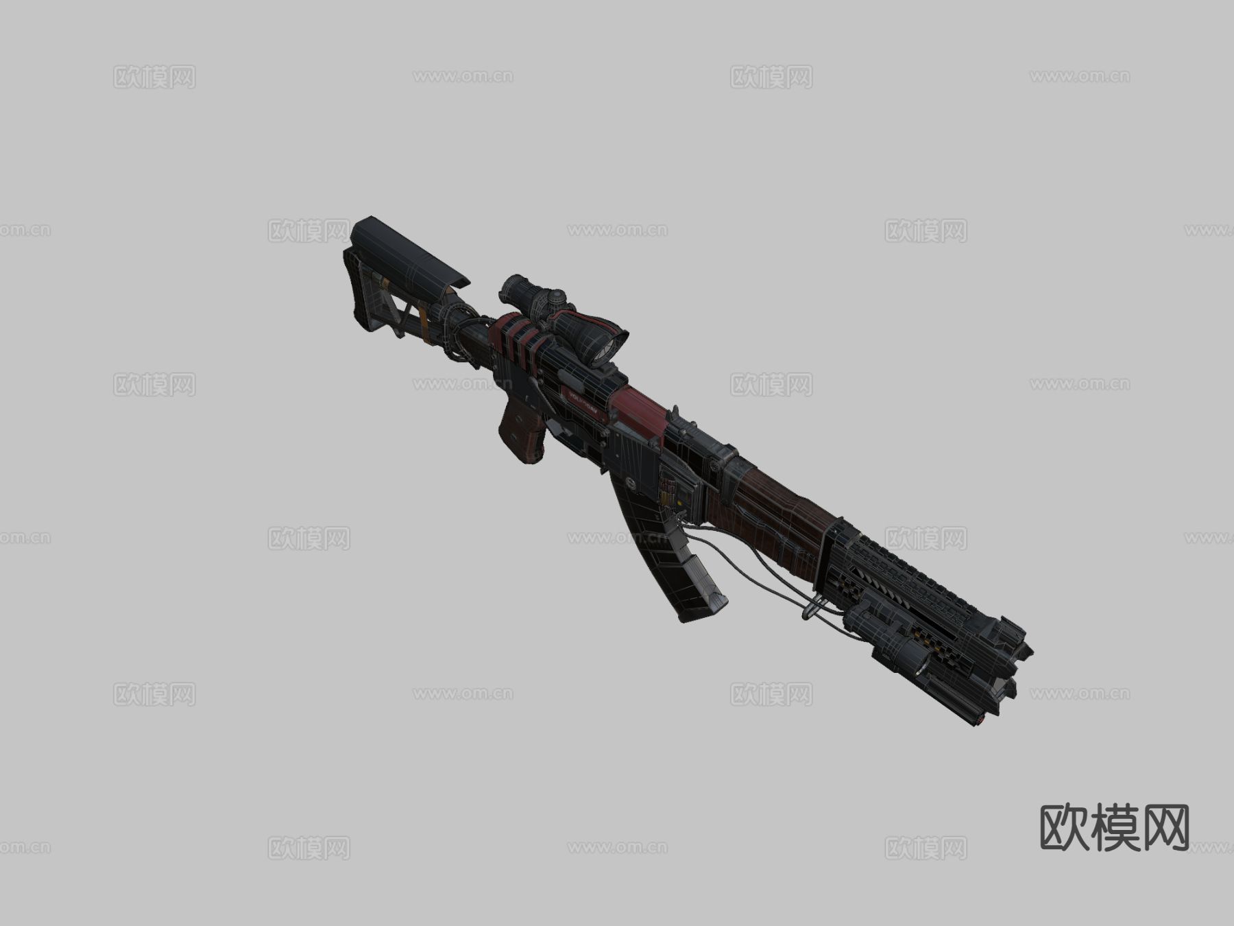 科幻步枪su模型下载（渲染图2）