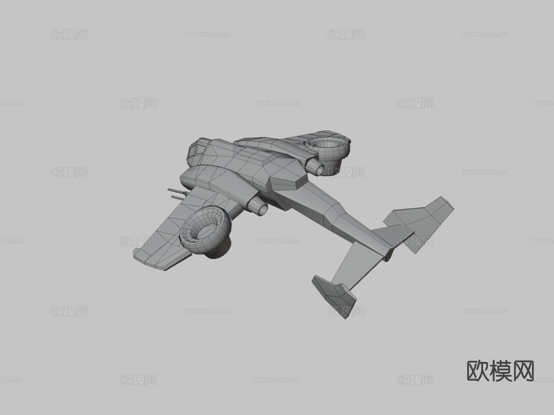科幻直升机炮舰su模型下载（渲染图3）