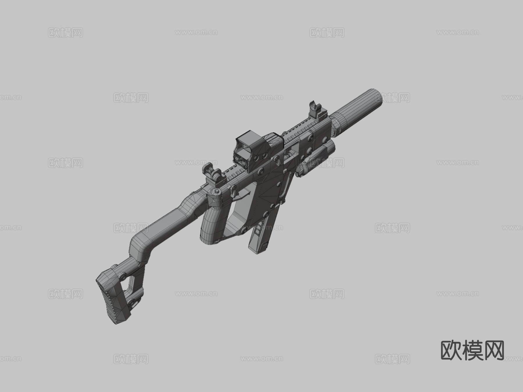 末日冲锋枪su模型下载（渲染图1）