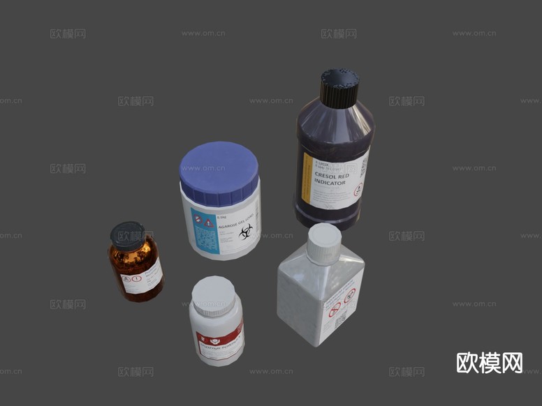 化学试剂物质瓶子-塑料PBRsu模型下载(渲染图4)