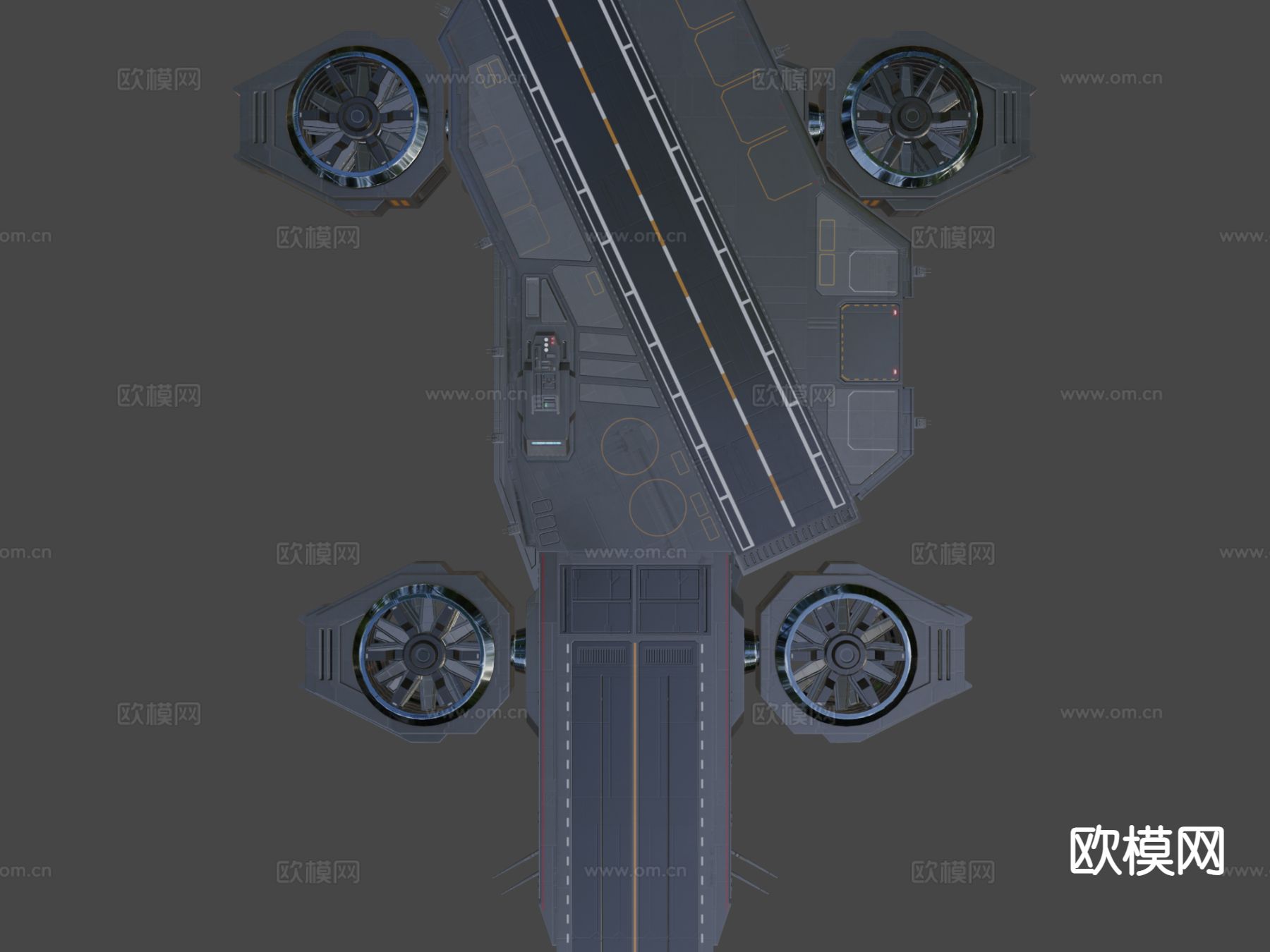 科幻飞行航母su模型下载（渲染图7）