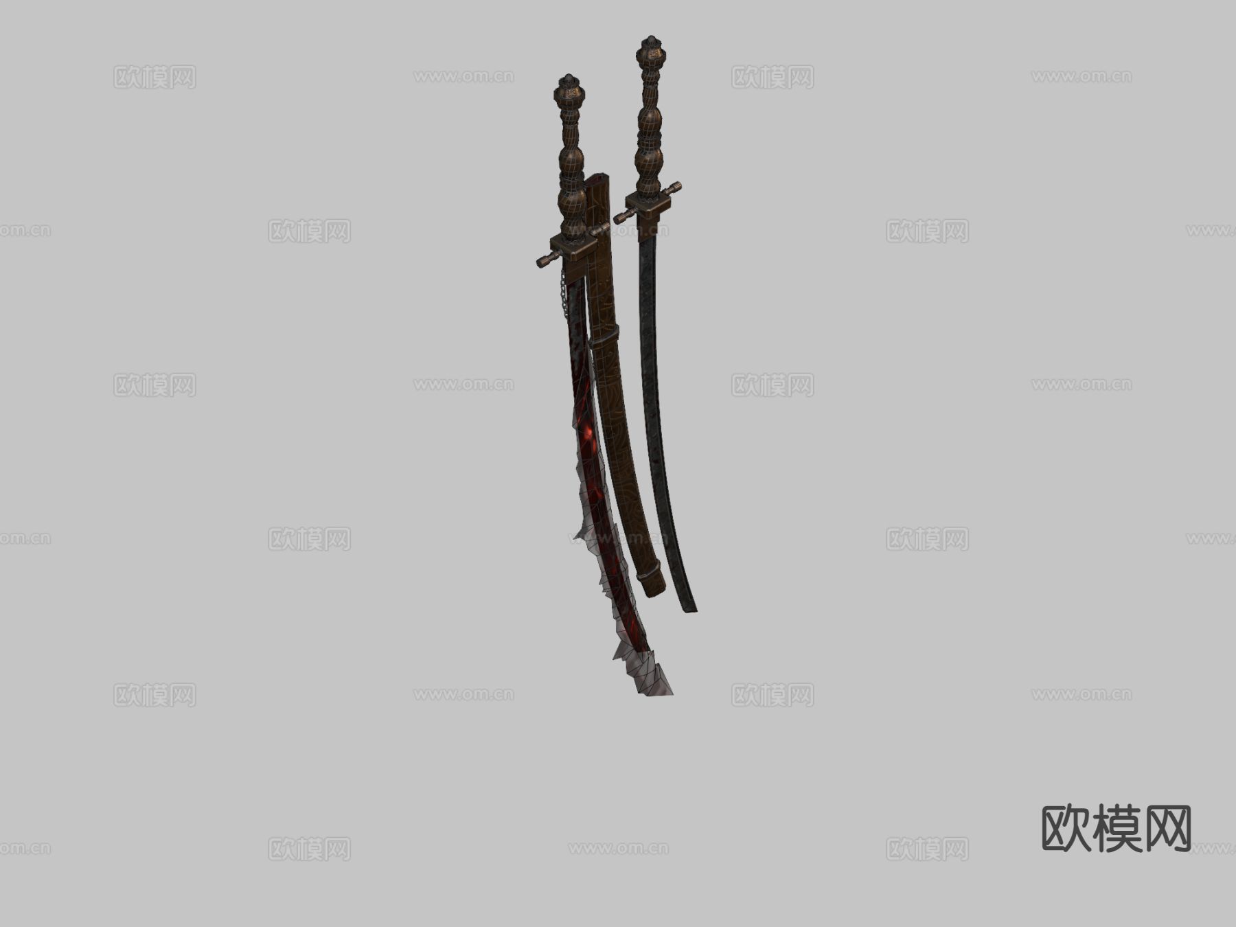哥特混合武士刀su模型下载（渲染图1）