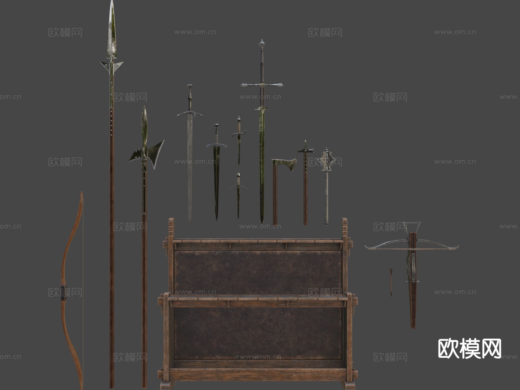 中世纪武器及武器架su模型下载（渲染图7）