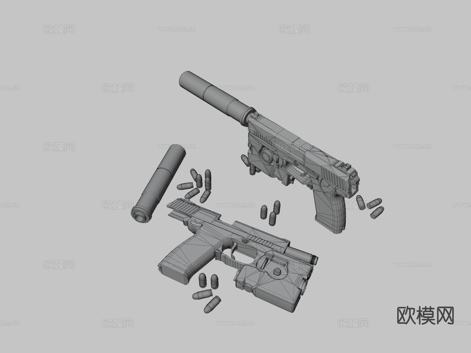 马克手枪su模型下载（渲染图3）