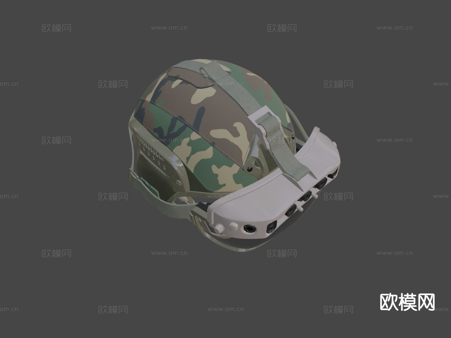 耳机全息镜军用头盔su模型下载（渲染图5）