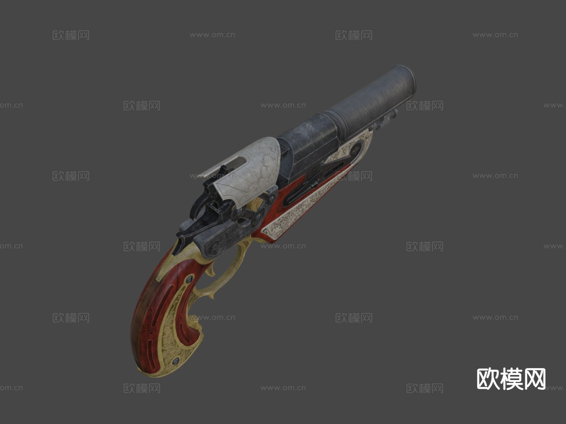 左轮手枪su模型下载（渲染图7）