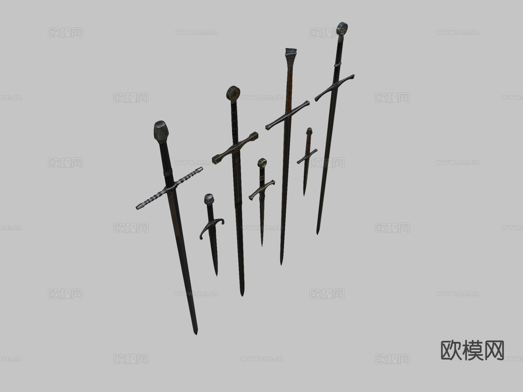 中世纪剑和匕首su模型下载（渲染图1）