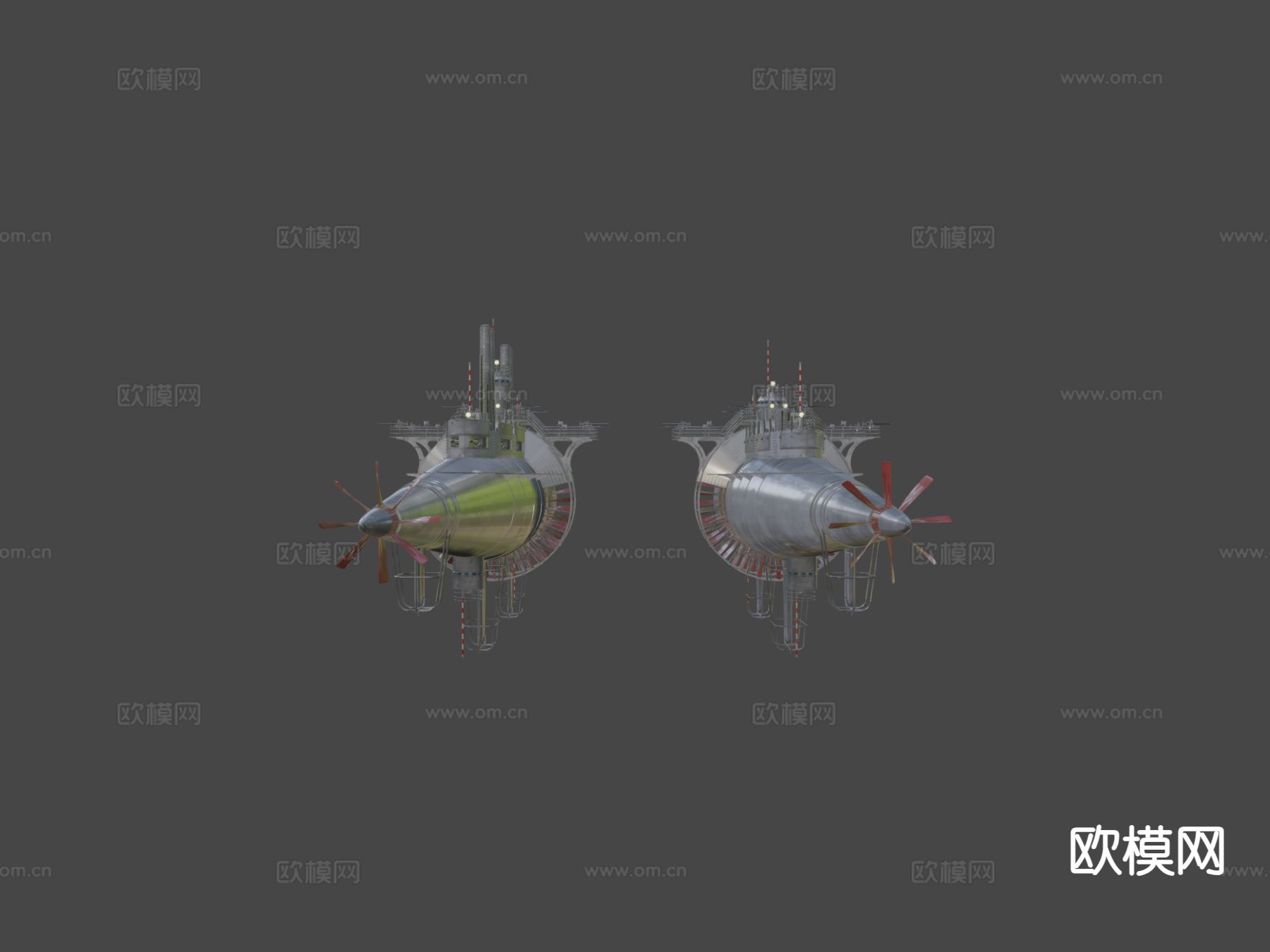 蒸汽潜艇su模型下载（渲染图4）
