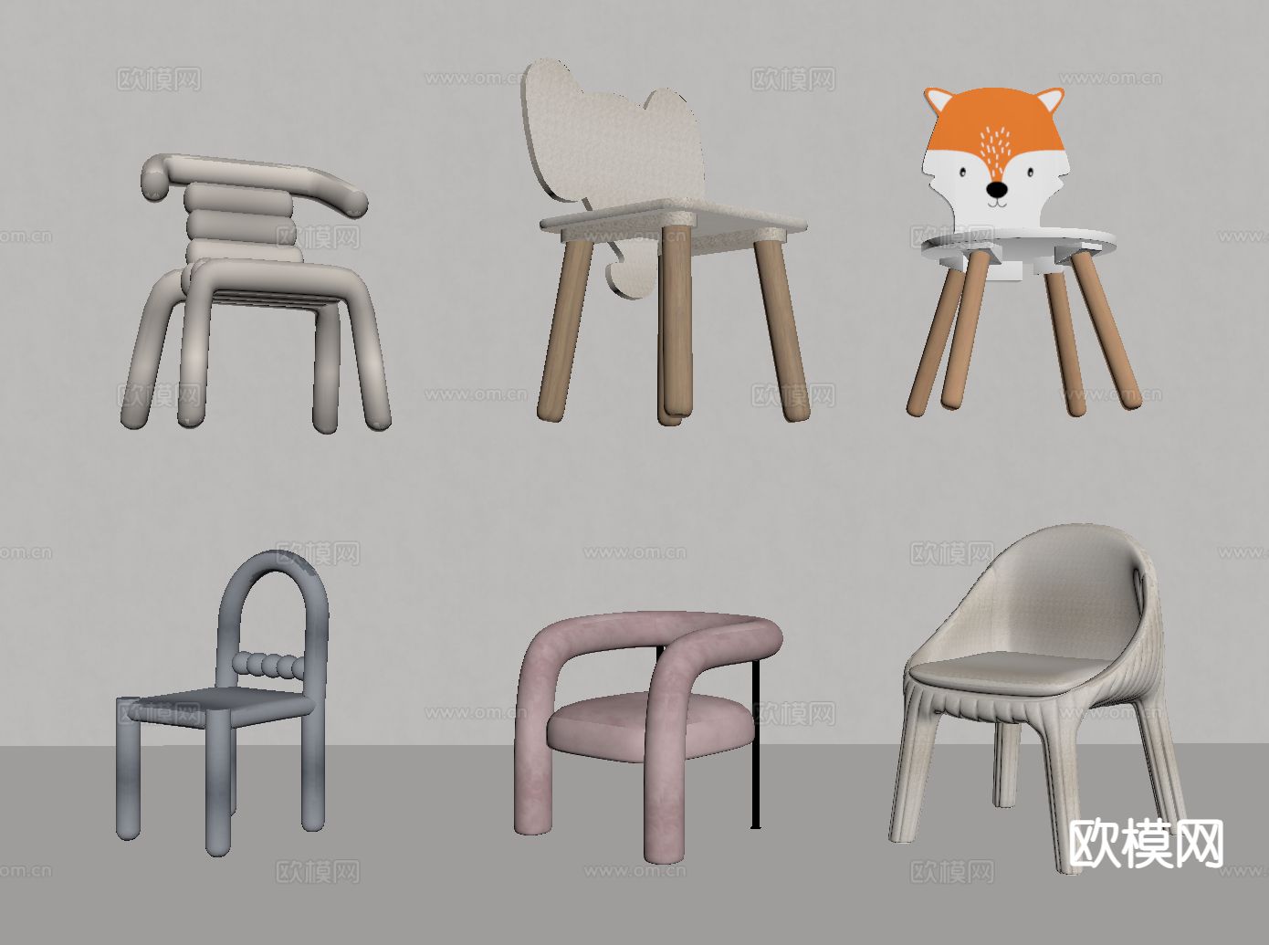 儿童椅su模型下载（渲染图1）