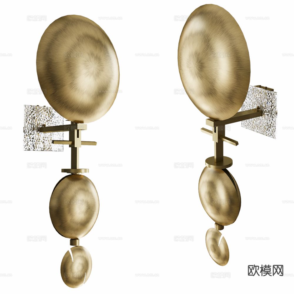 法式金属壁灯3d模型下载（渲染图1）