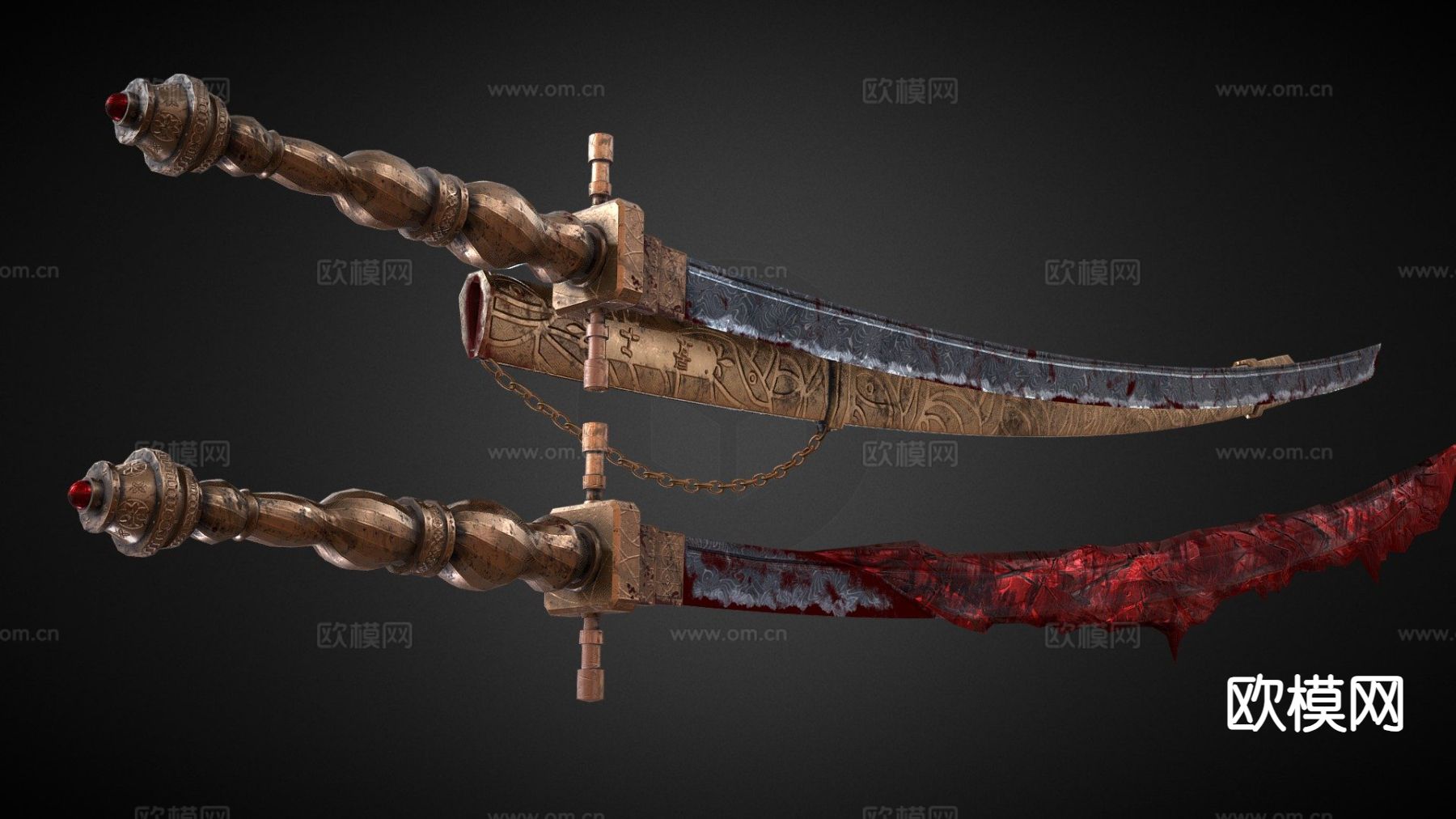 哥特混合武士刀su模型下载（渲染图2）