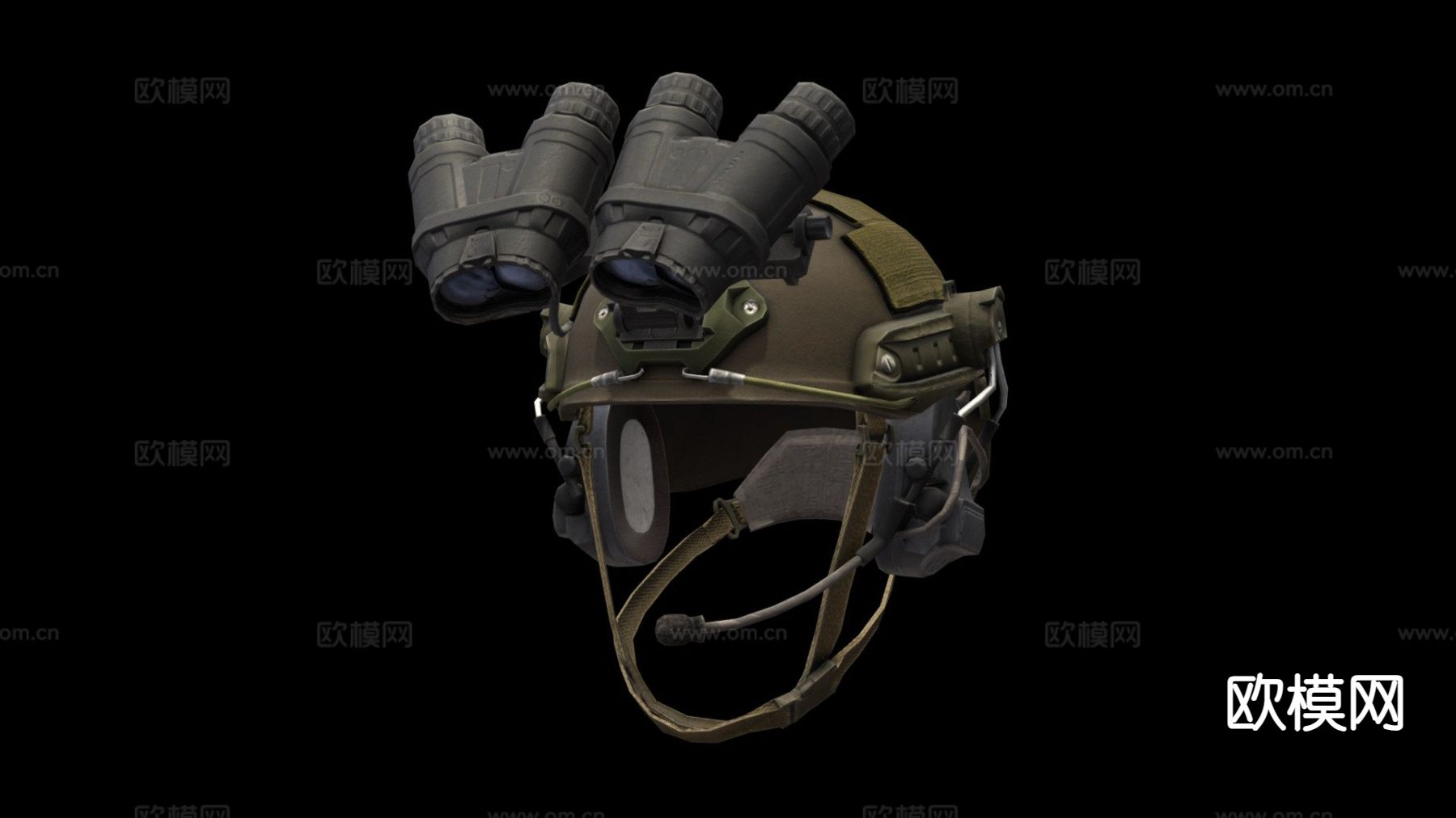 军用夜视轻型头盔su模型下载（渲染图2）