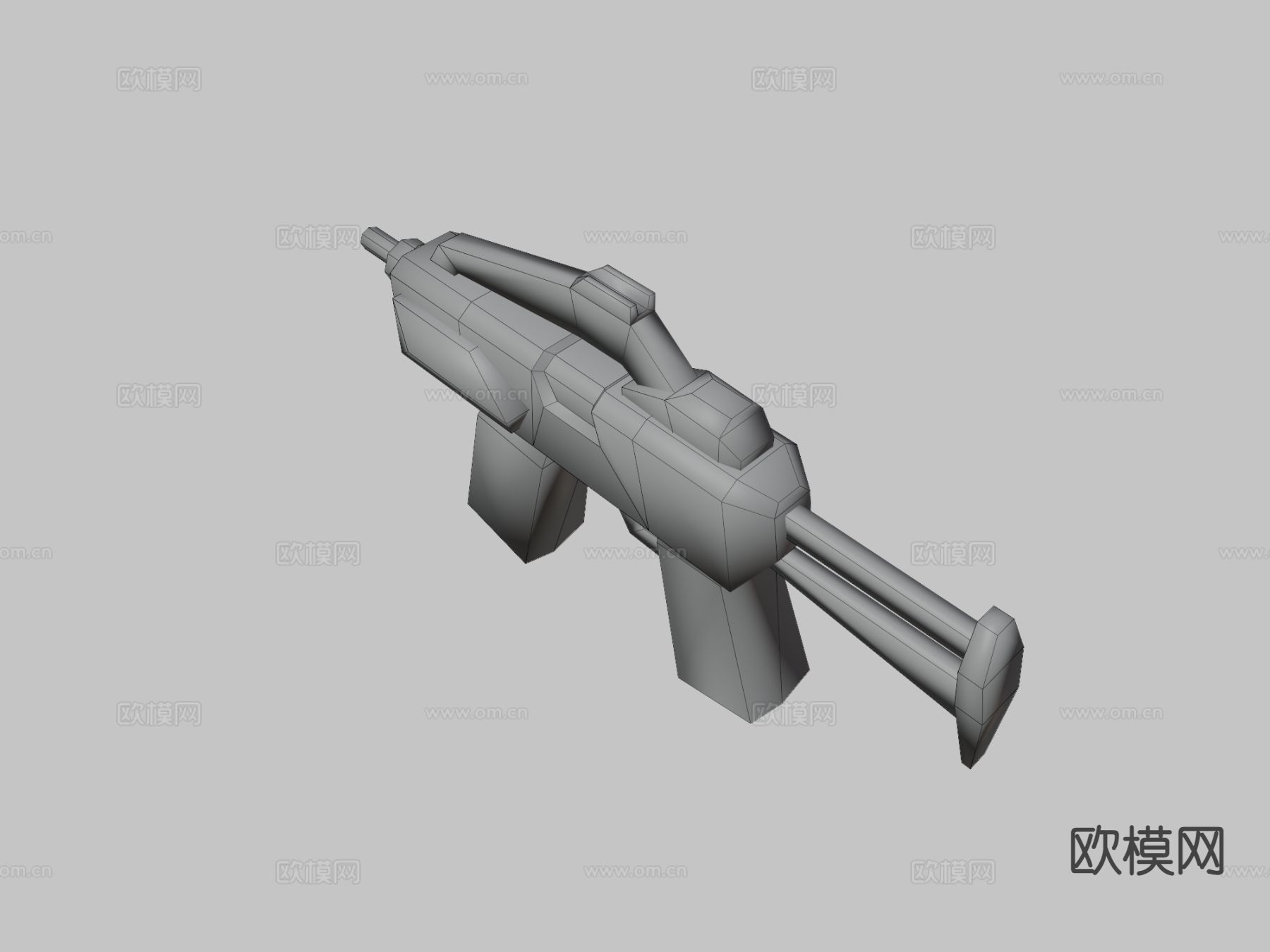 半自动科幻枪su模型下载（渲染图3）