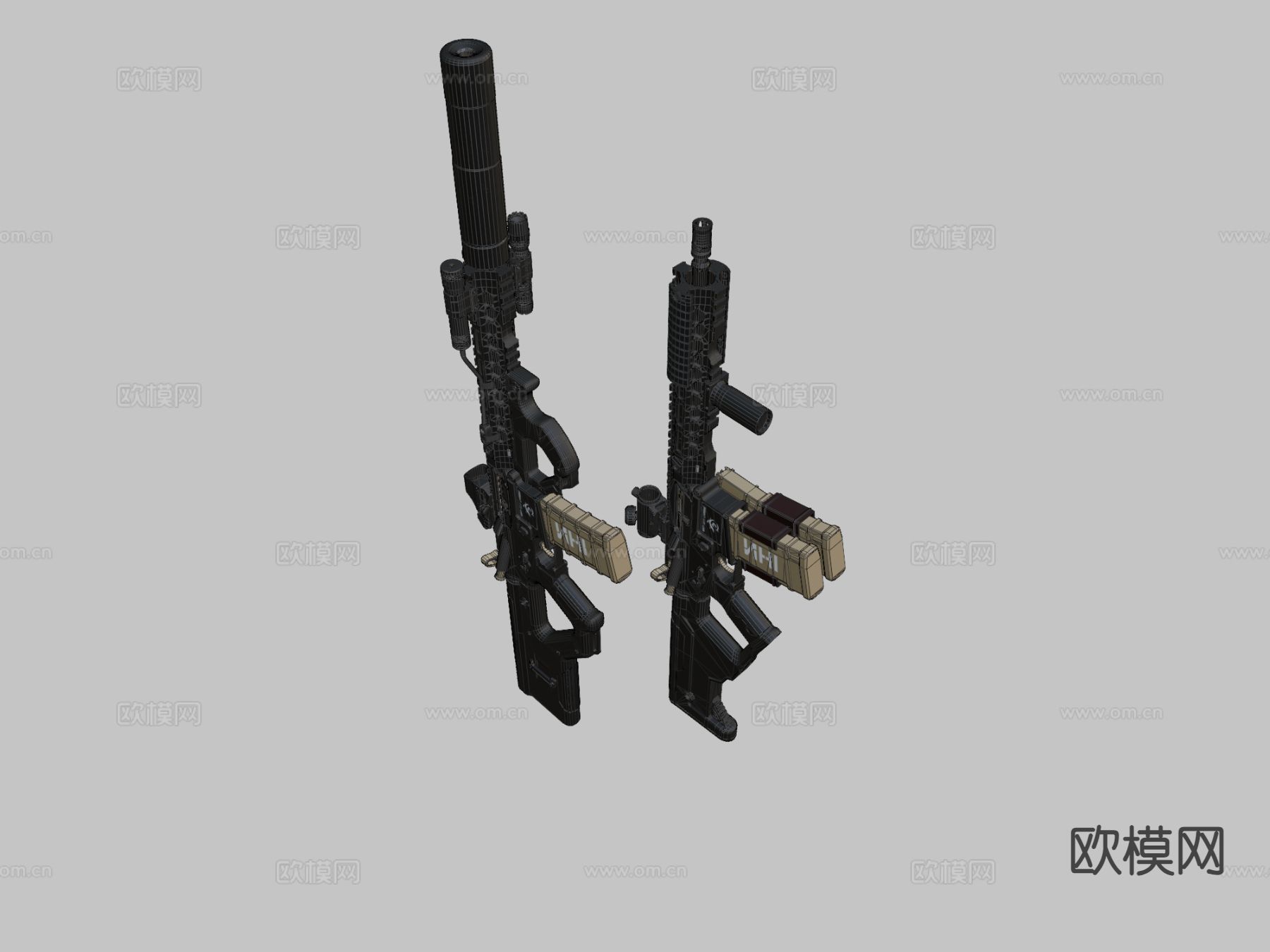 步枪与冲锋枪su模型下载（渲染图3）