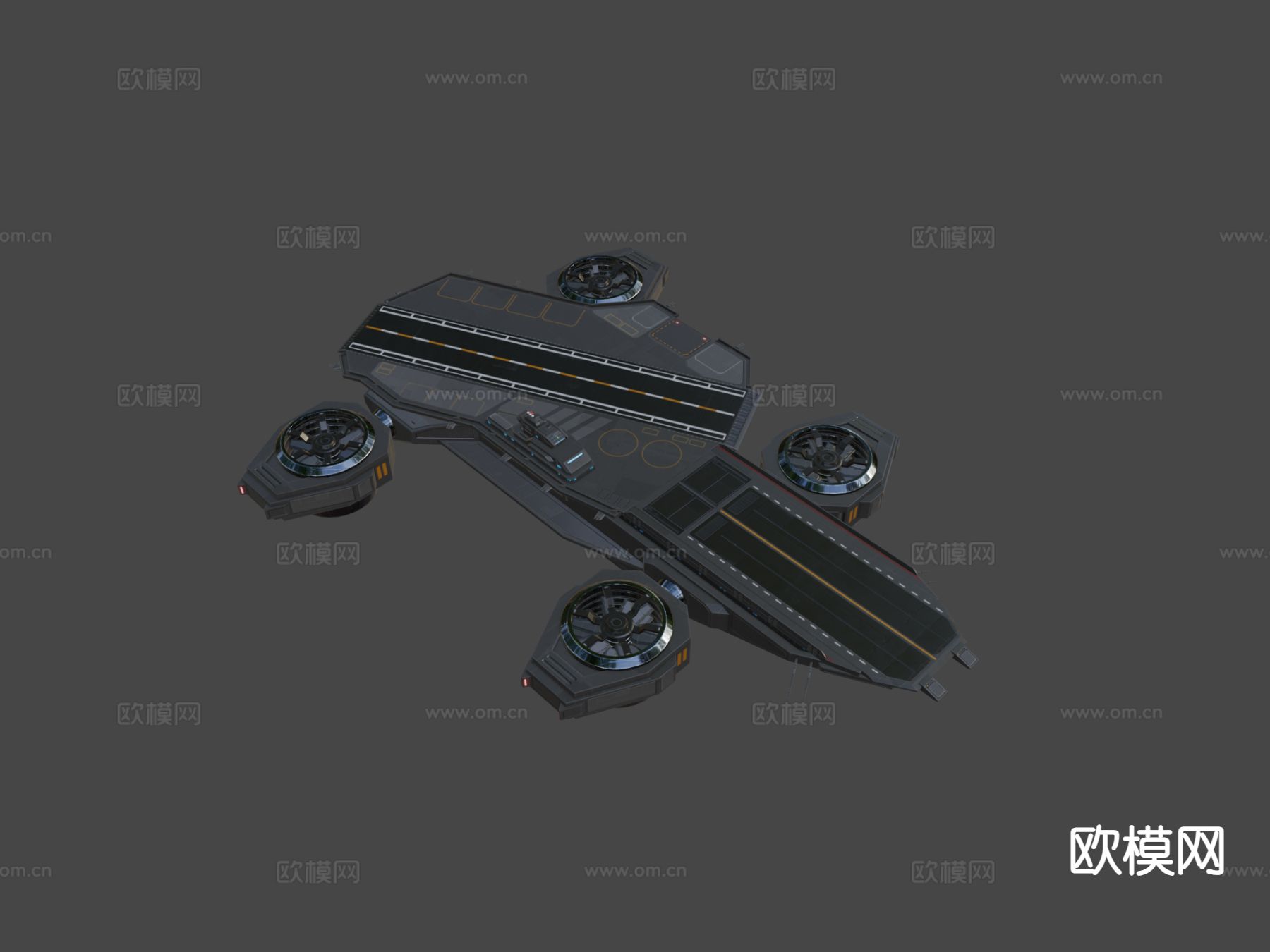 科幻飞行航母su模型下载（渲染图6）