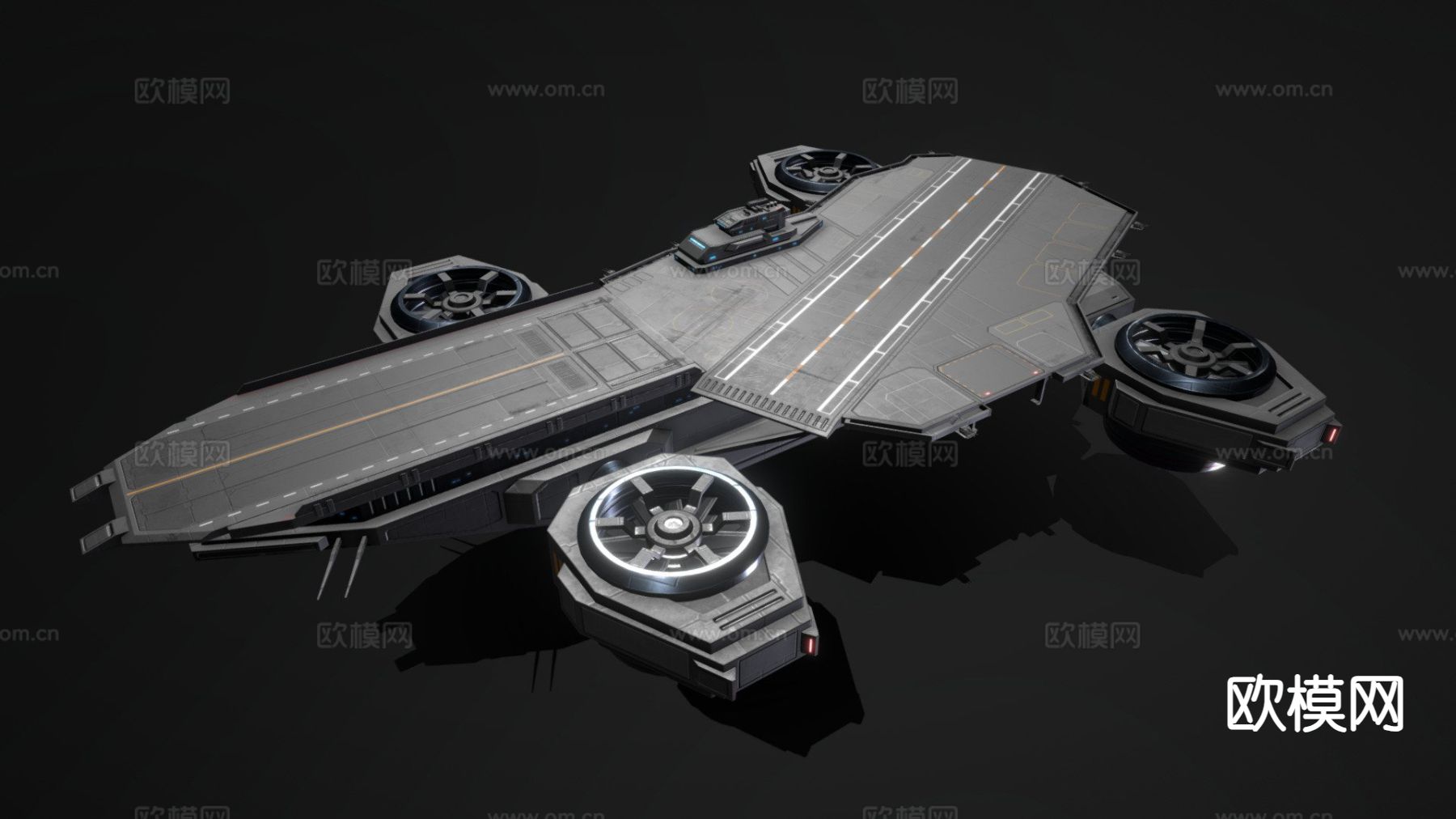 科幻飞行航母su模型下载（渲染图2）