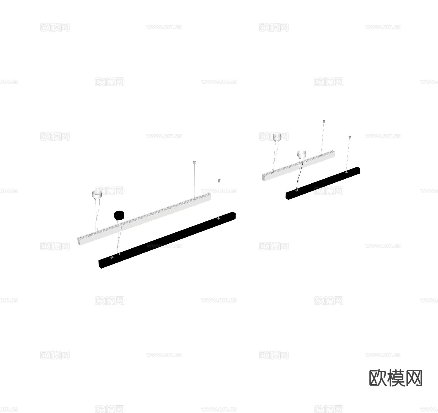 现代极简吊灯 办公单椅 餐椅su模型下载（渲染图1）