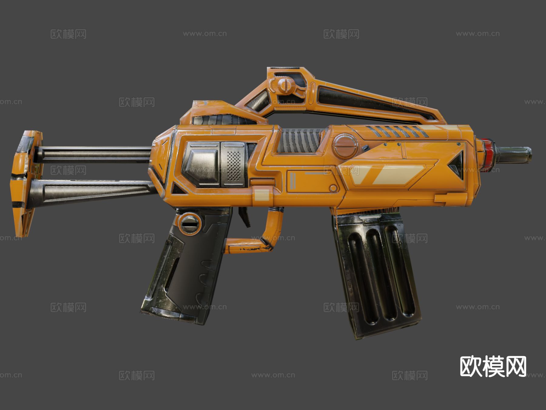半自动科幻枪su模型下载（渲染图7）