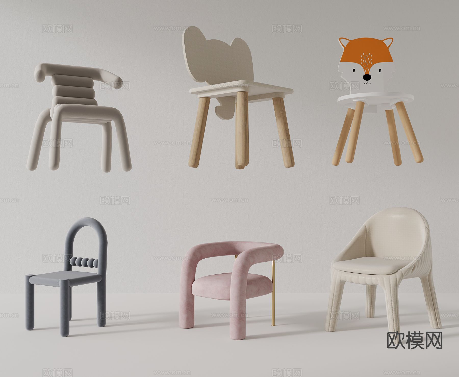 儿童椅su模型下载（渲染图2）