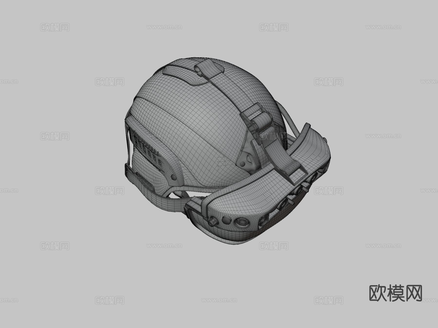 耳机全息镜军用头盔su模型下载（渲染图3）