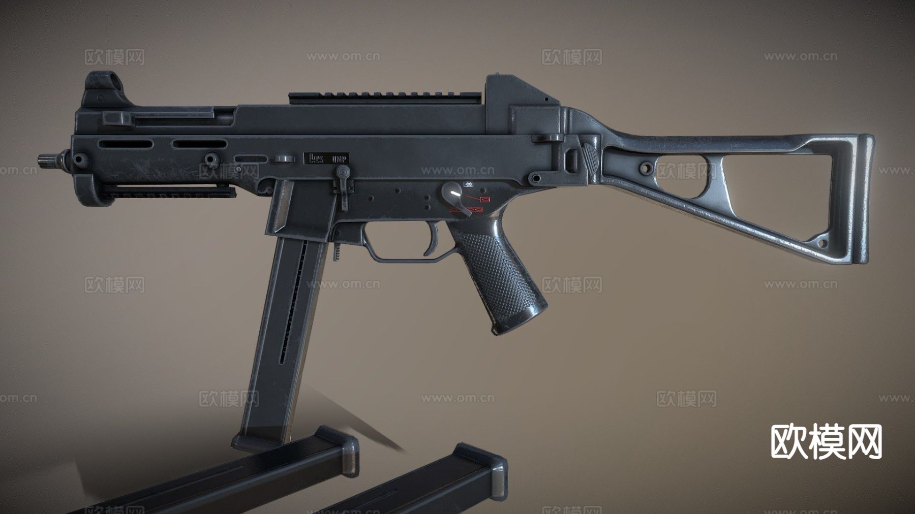 HK UMP冲锋枪su模型下载（渲染图2）