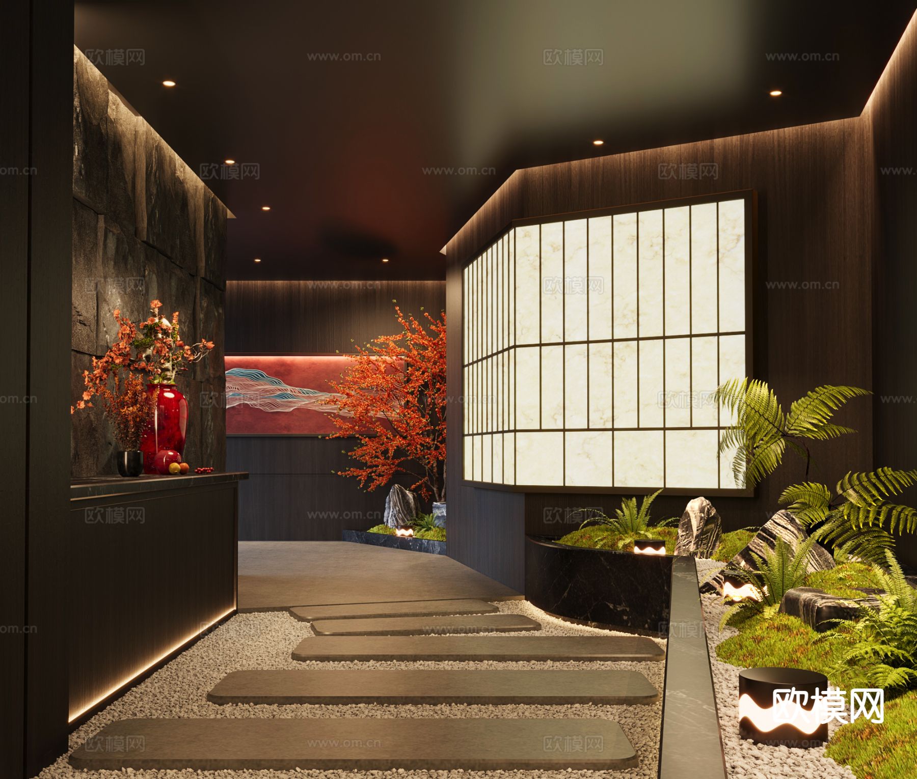 现代会所过道su模型下载（渲染图2）