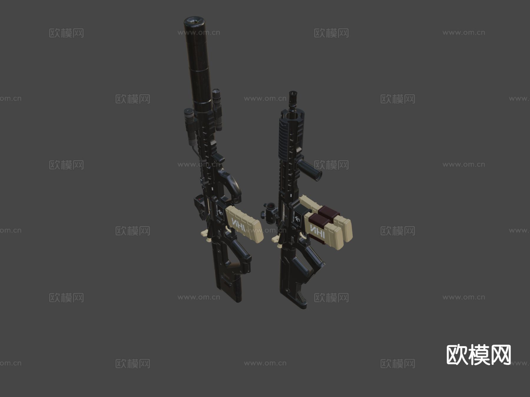 步枪与冲锋枪su模型下载（渲染图4）