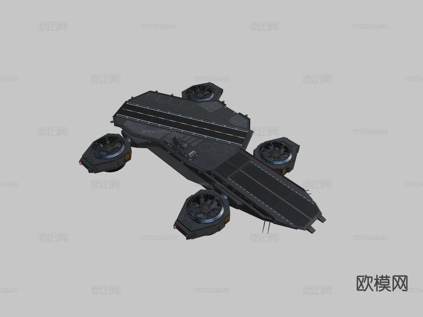 科幻飞行航母su模型下载（渲染图1）