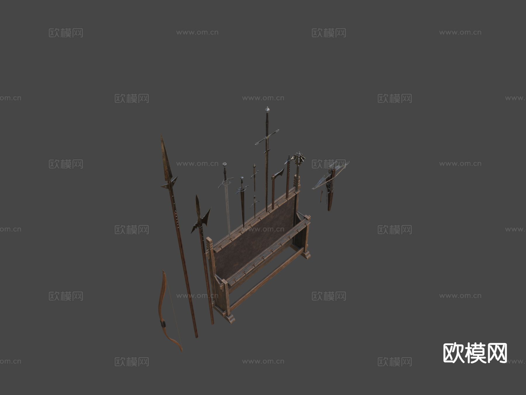 中世纪武器及武器架su模型下载（渲染图4）