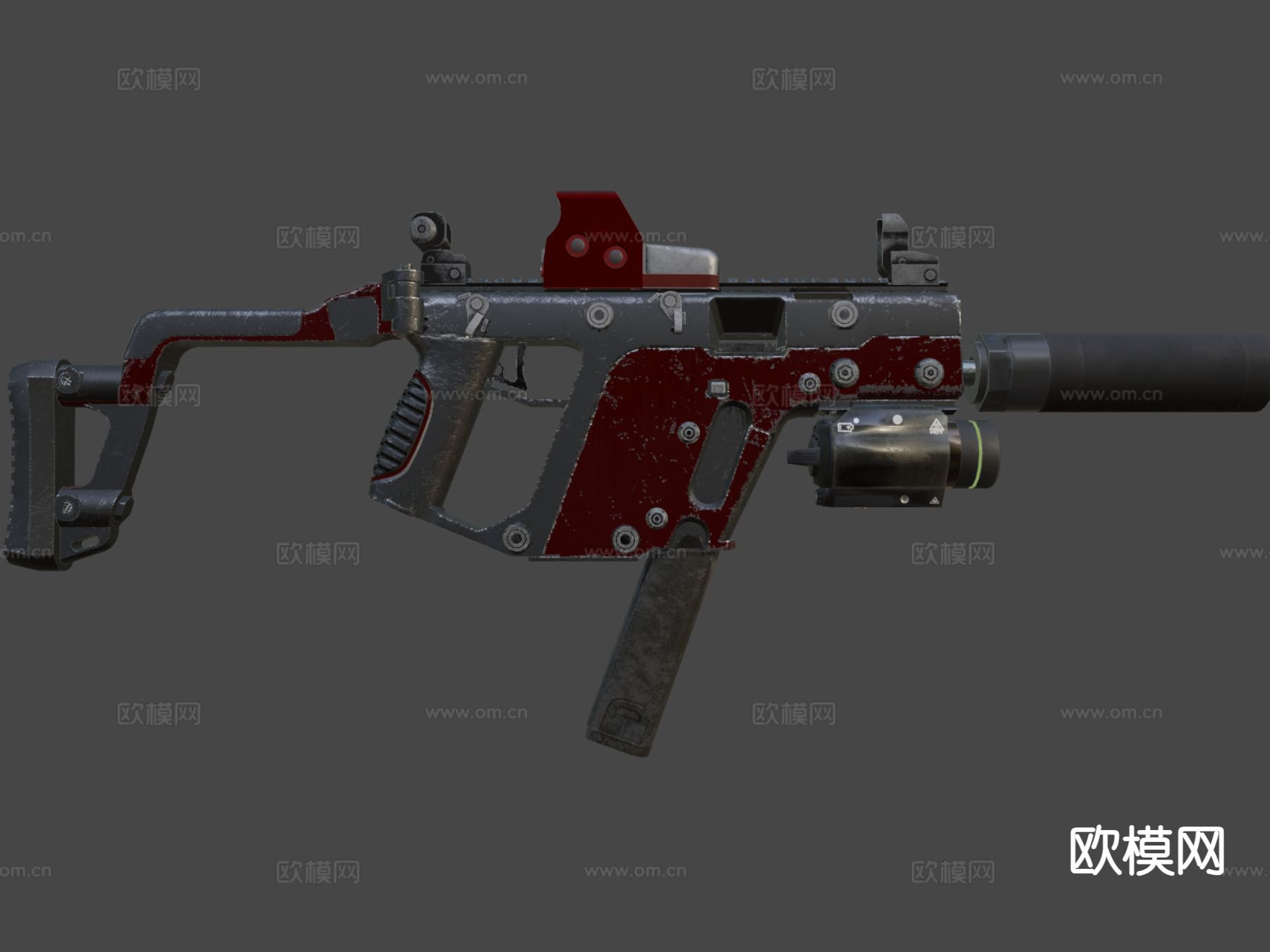 末日冲锋枪su模型下载（渲染图7）