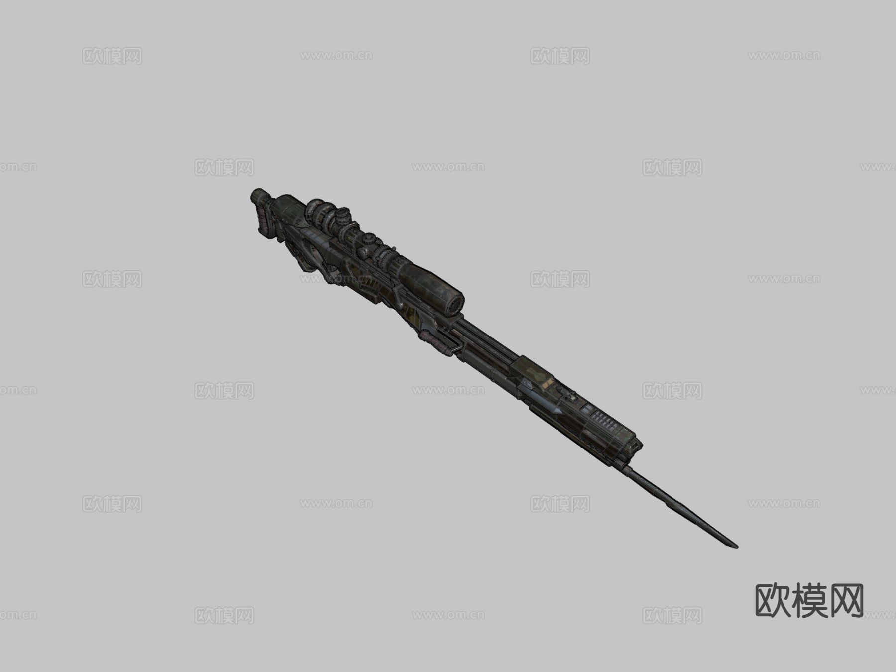 科幻狙击步枪su模型下载（渲染图1）