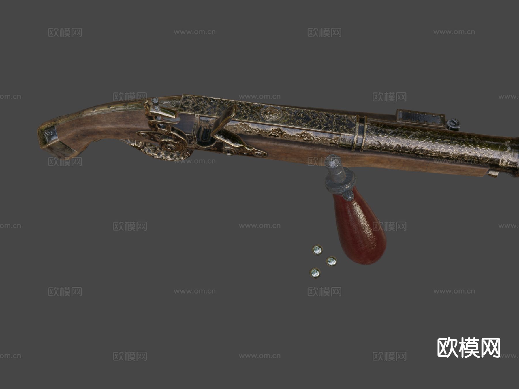 燧发决斗手枪su模型下载（渲染图5）