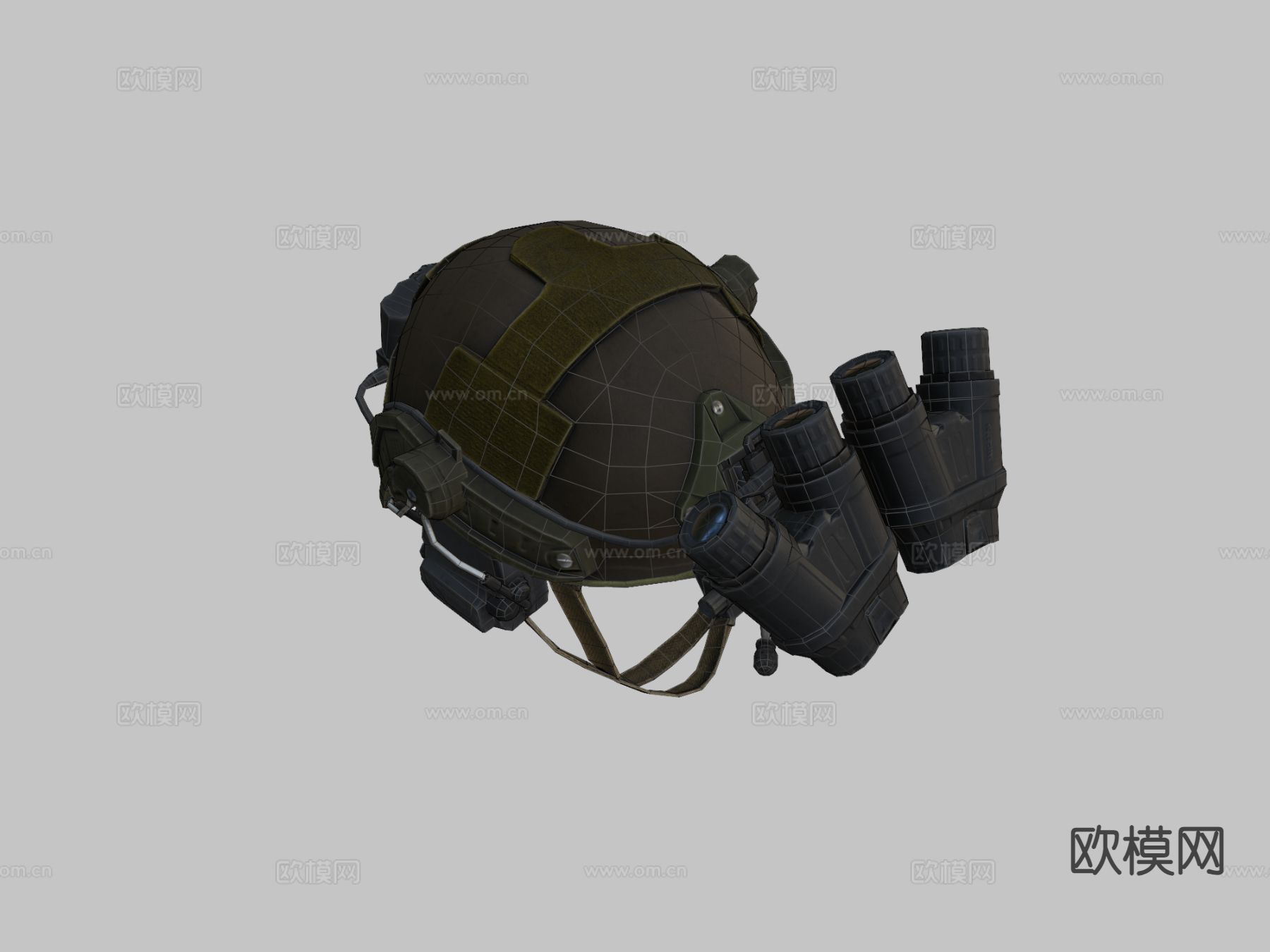 军用夜视轻型头盔su模型下载（渲染图3）