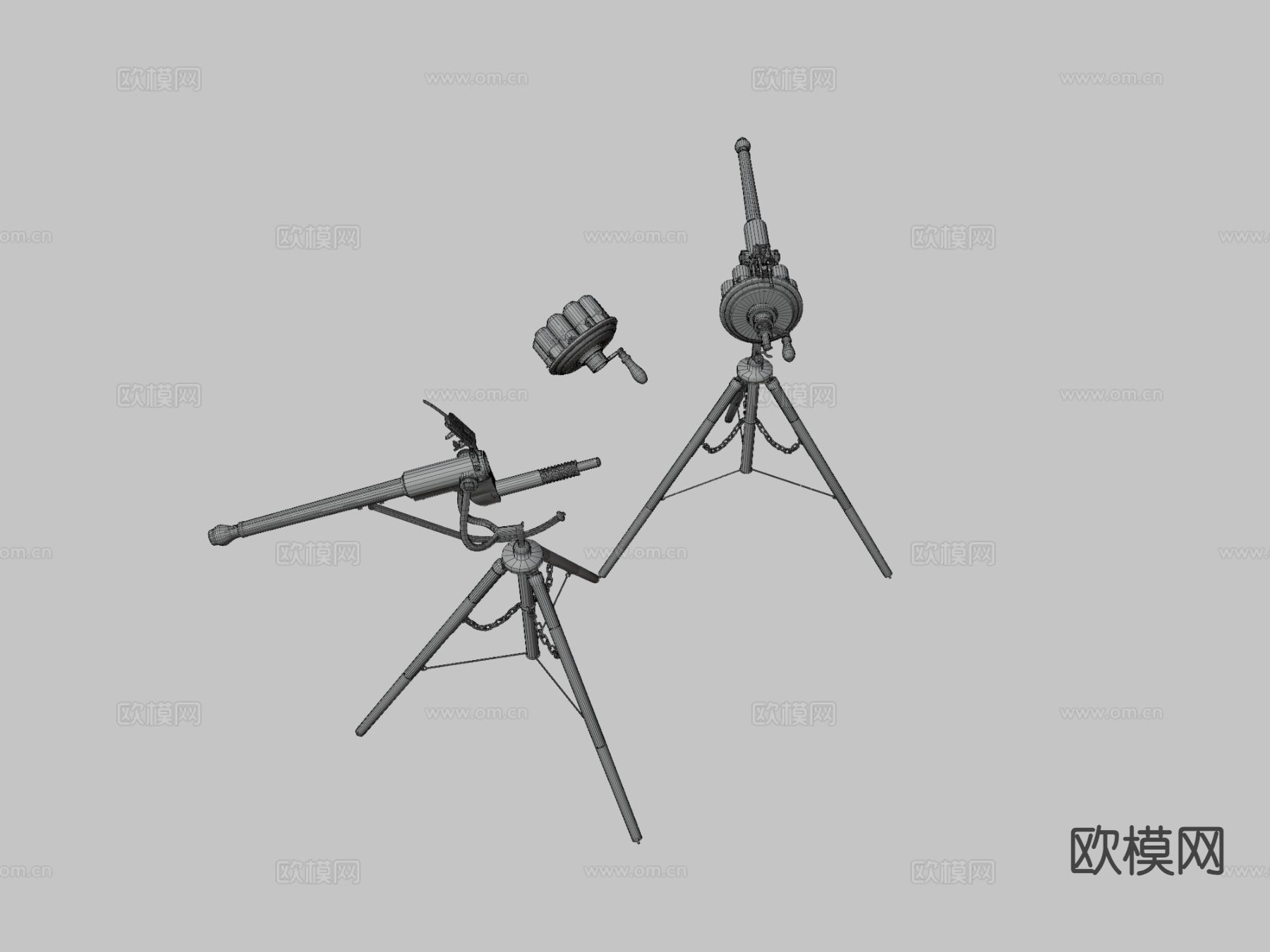 世纪重复射击枪su模型下载（渲染图1）