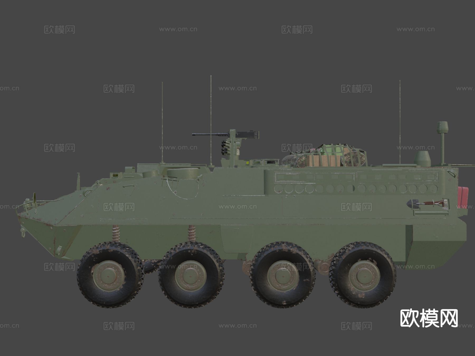 八轮装甲车 战斗车 炮车su模型下载（渲染图5）