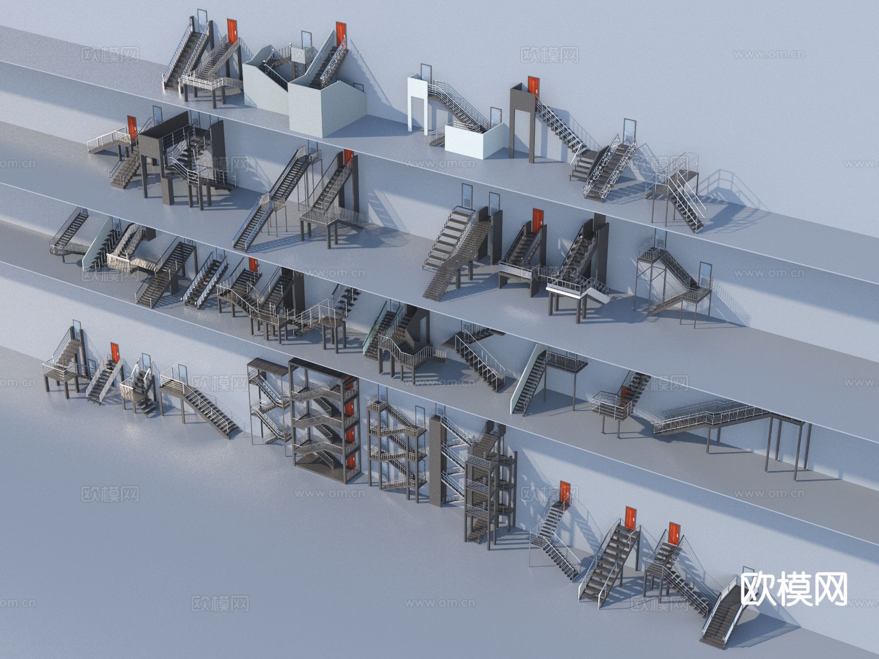 户外钢架楼梯 防火楼梯3d模型