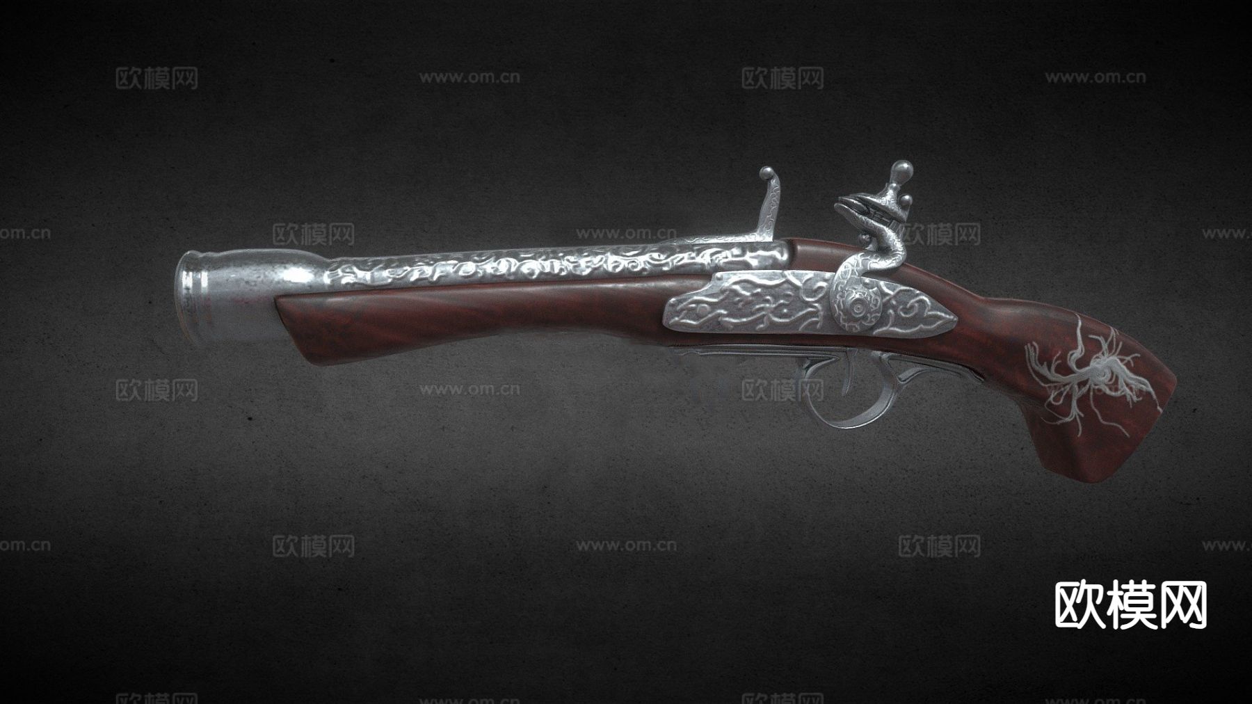燧发枪 枪支 枪械su模型下载（渲染图4）