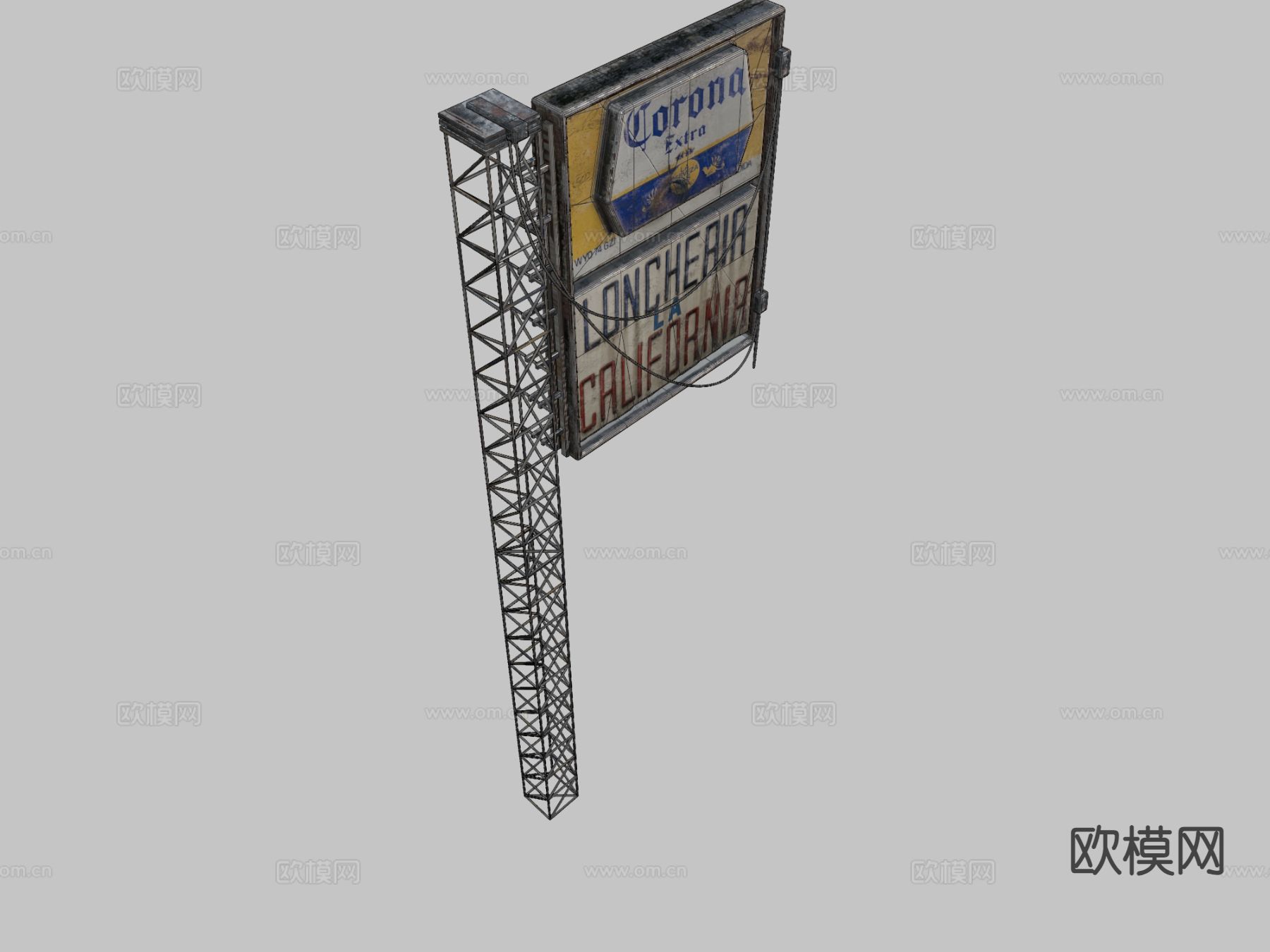 PBR 末日后标志 导视牌 标识牌su模型下载（渲染图1）