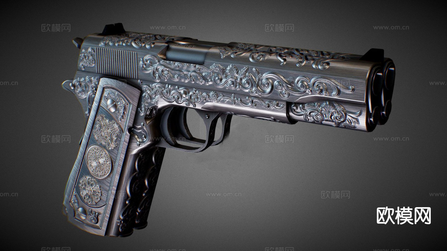 手枪 枪支枪械su模型下载（渲染图2）