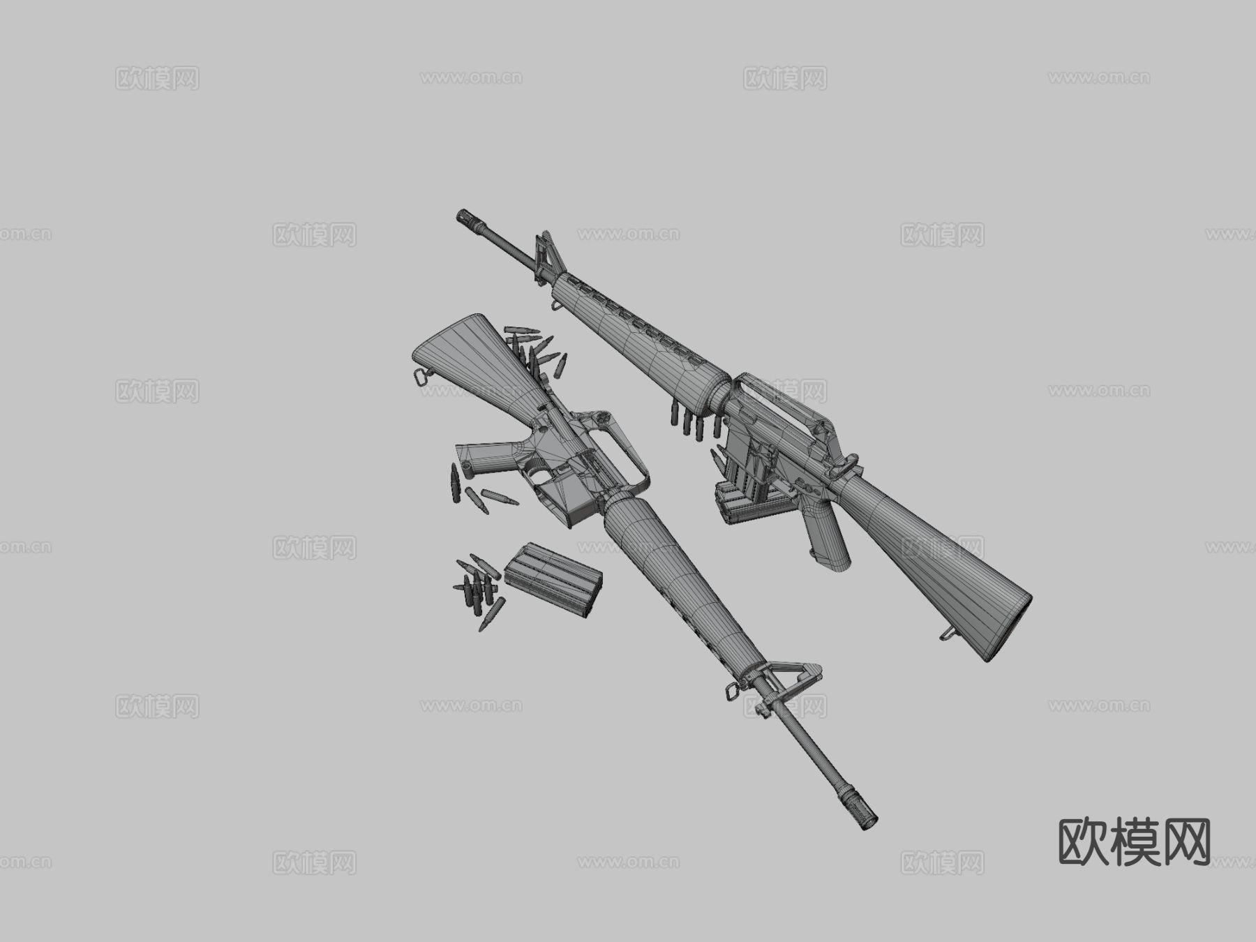 M16A1突击步枪su模型下载（渲染图3）