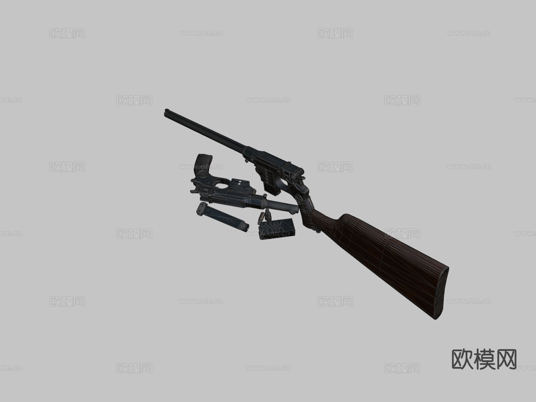 卡宾枪 枪支 枪械 子弹su模型下载（渲染图1）