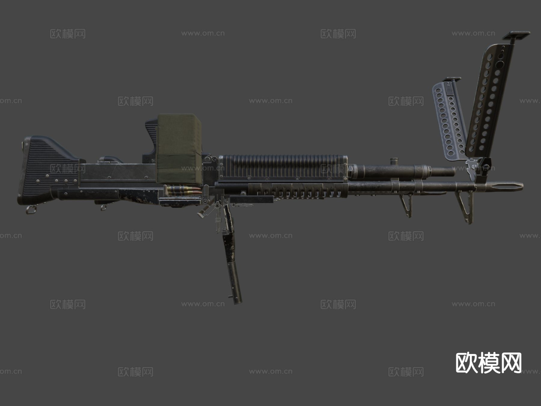 M60轻机枪su模型下载（渲染图7）