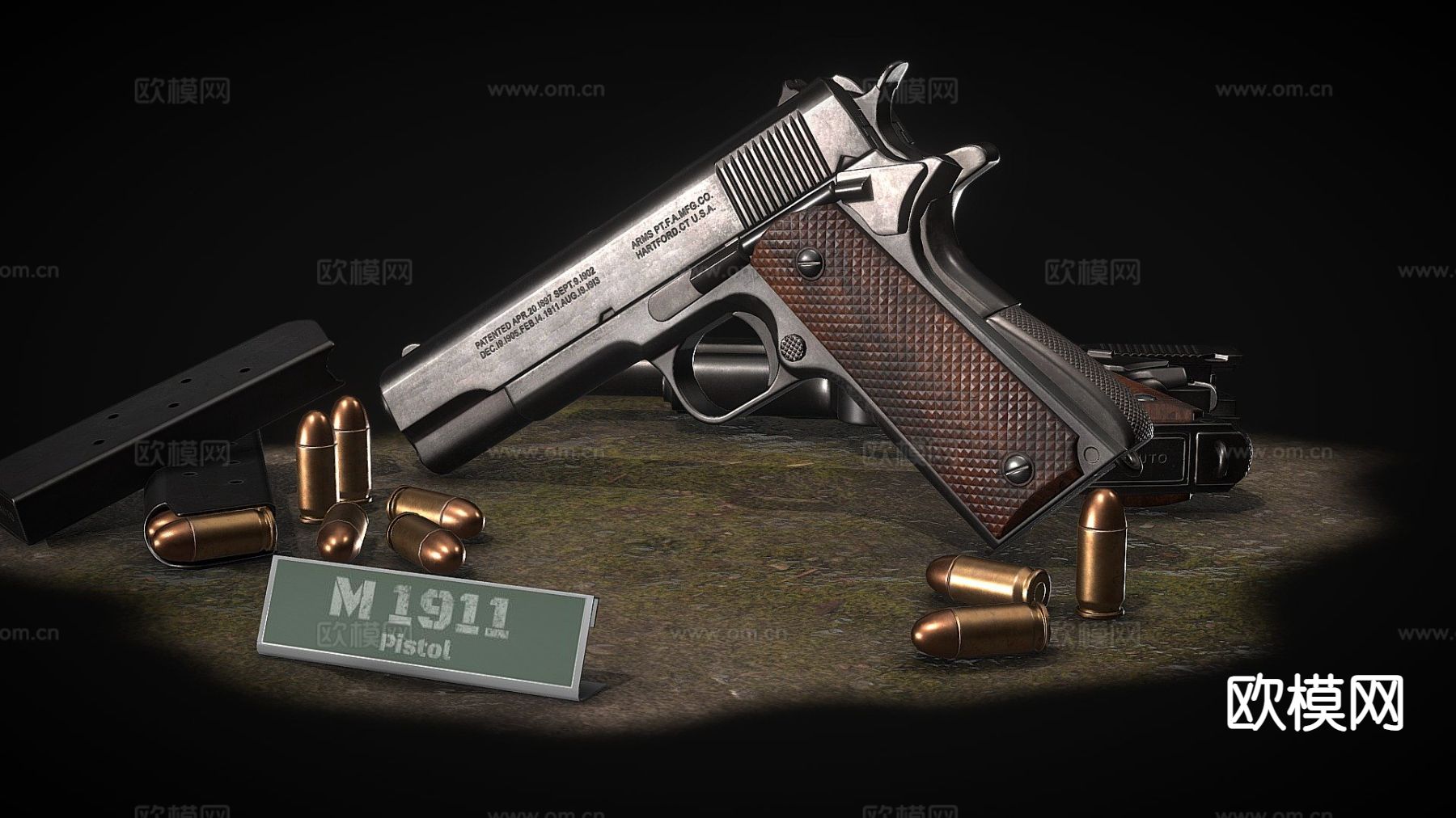 手枪 枪支 枪械su模型下载（渲染图3）