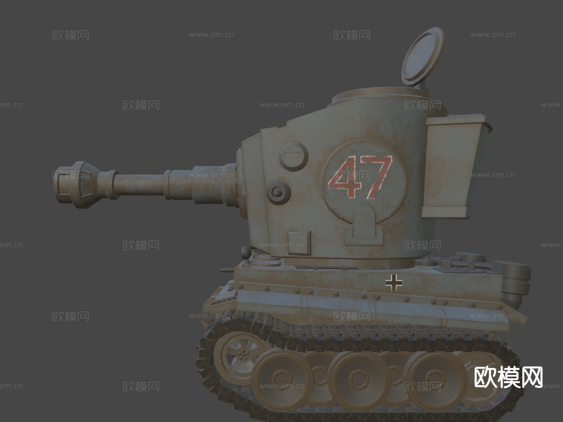 卡通德国虎坦克su模型下载（渲染图7）