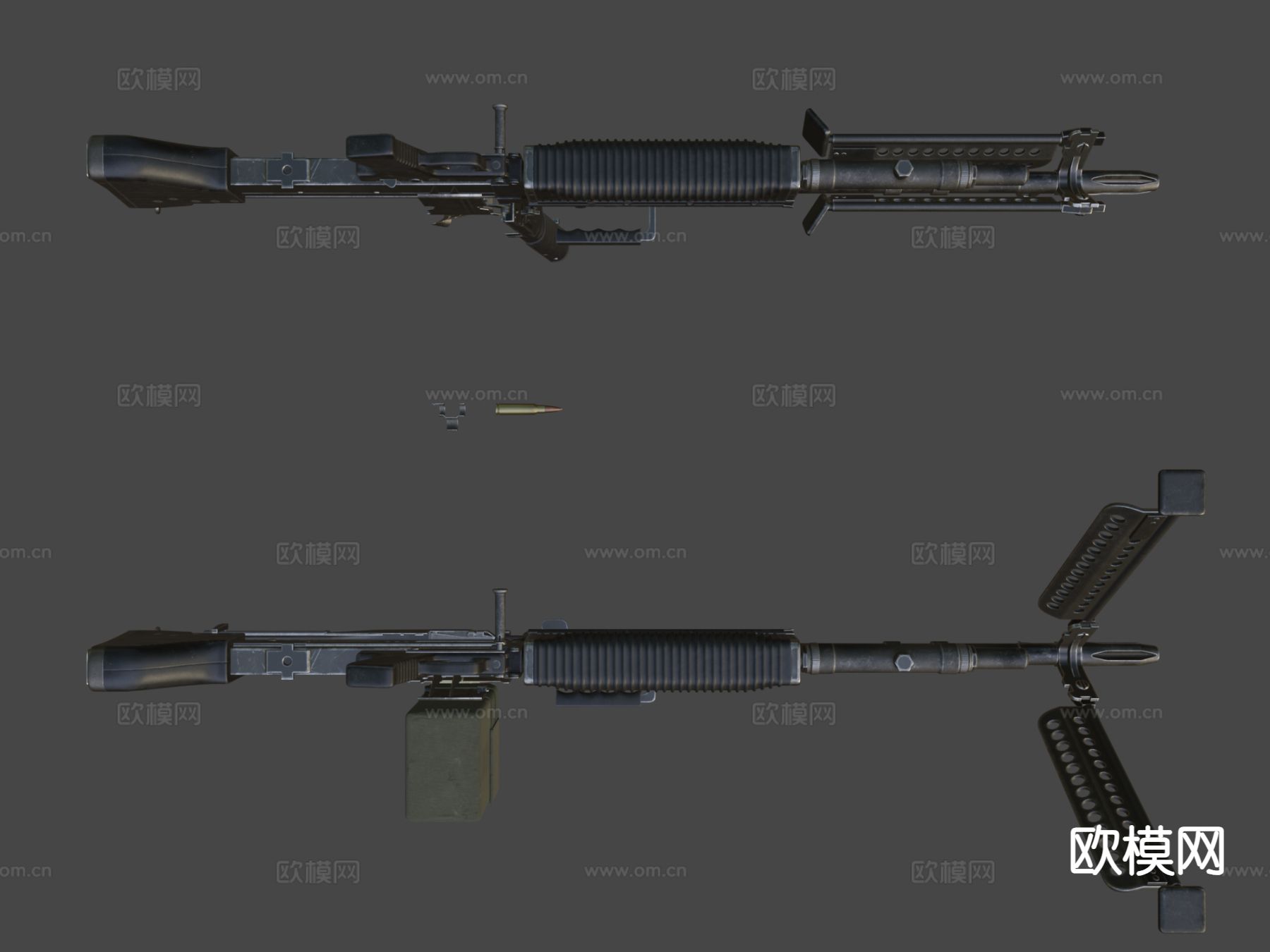 M60轻机枪su模型下载（渲染图4）