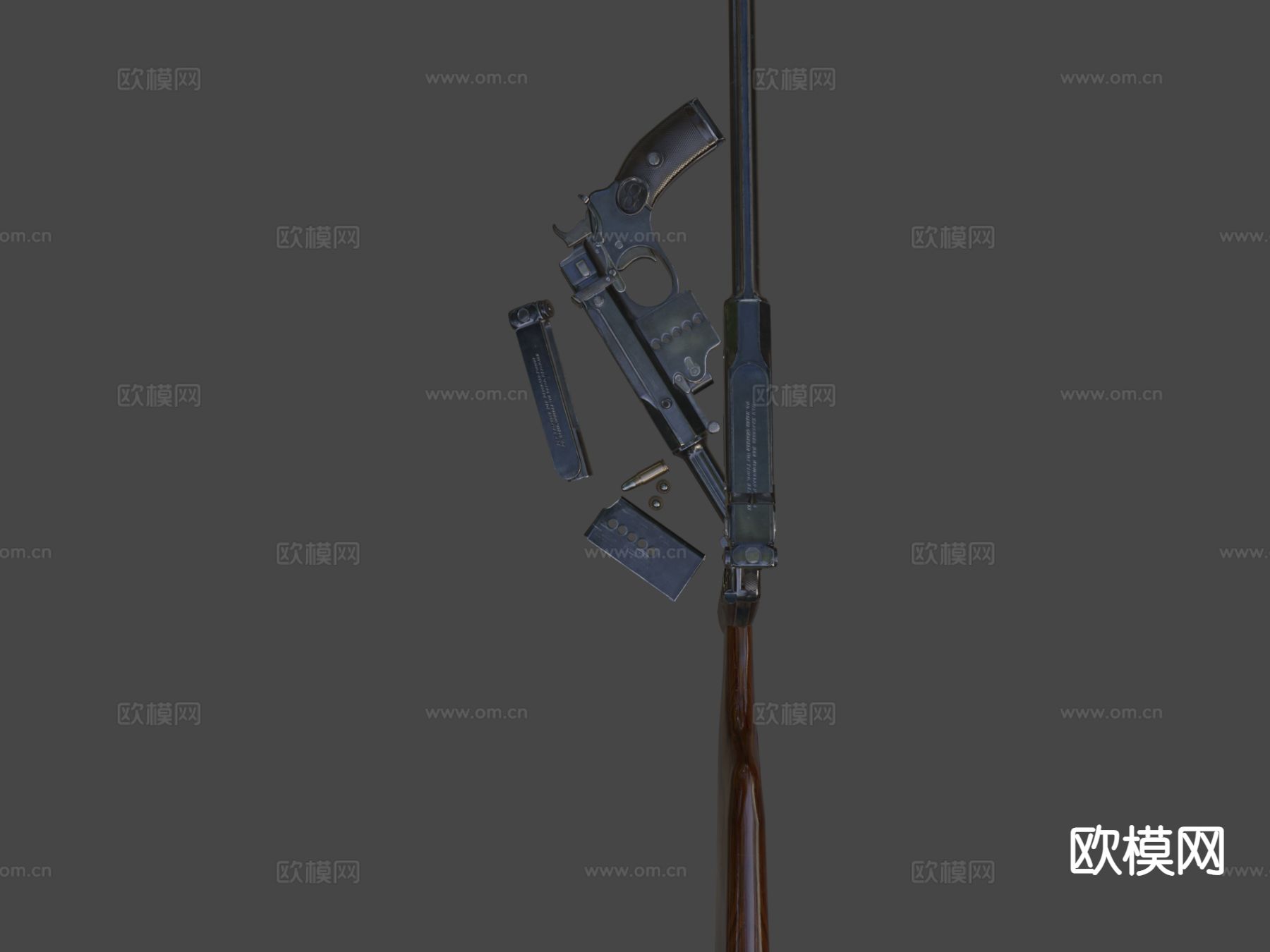 卡宾枪 枪支 枪械 子弹su模型下载（渲染图6）
